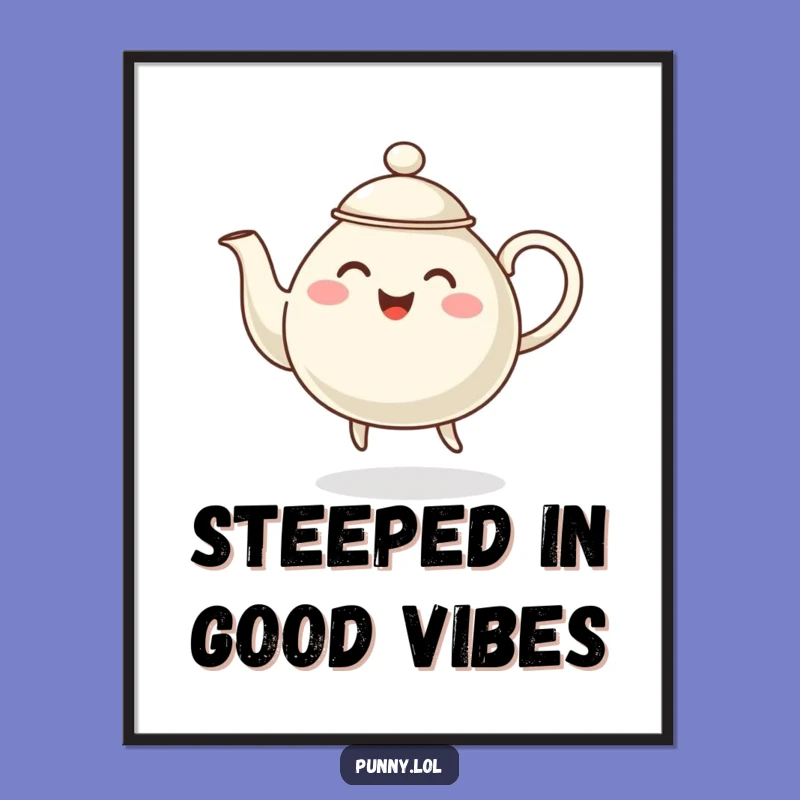 Free Printable Wall Art: Dancing Teapot Character, Humorous Downloadable Decor for Kitchens