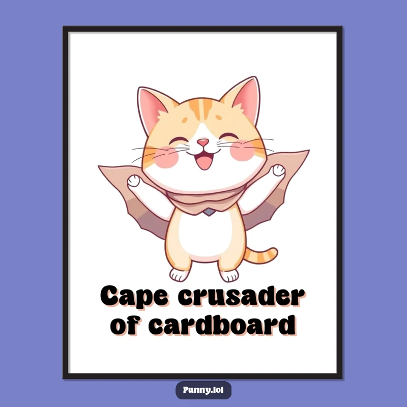 Free Printable Wall Art: Flying Cat Hero, Funny Downloadable Decor