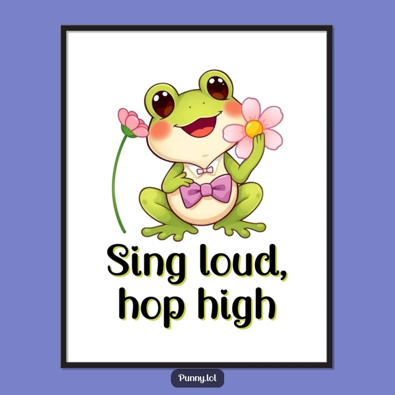 Free Printable Wall Art: Frog Singing Bowtie - Funny Whimsical Downloadable Decor