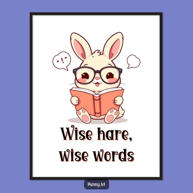 Free Printable Wall Art: Humorous Rabbit Reader Digital Download for Quirky Home Decor