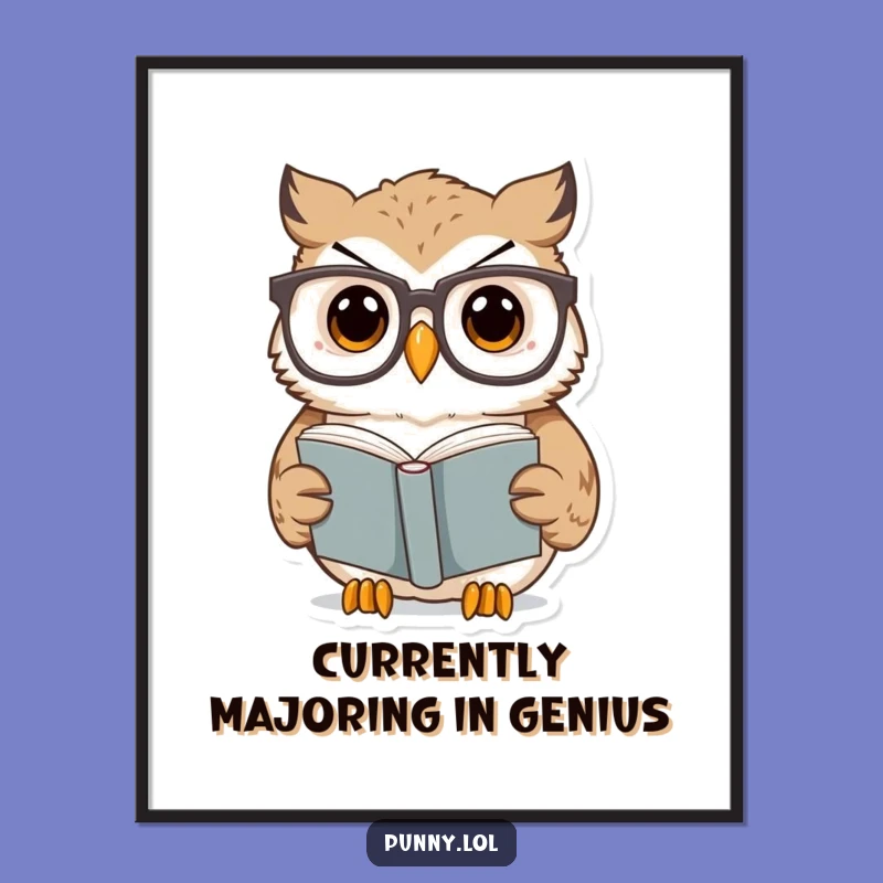 Free Printable Wall Art: Surprised Owl Scholar, Funny Owl Decor, Downloadable Art!