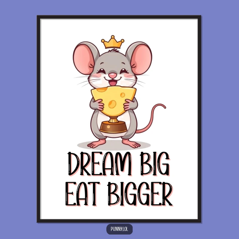 Free Printable Wall Art: Triumphant Mouse & Cheese, Funny Decor Download