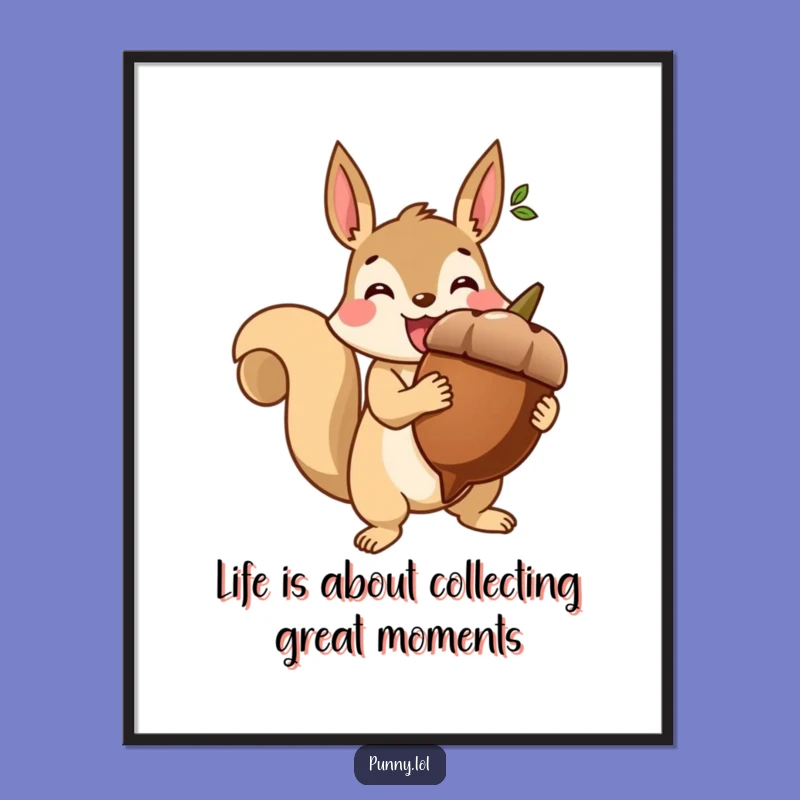 Free Printable Wall Art: Victorious Squirrel Acorn Trophy Humorous Downloadable Decor