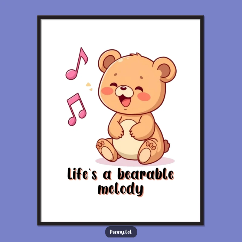Funny Free Printable Wall Art: Bear Cub Music Note - Cheerful Decor!