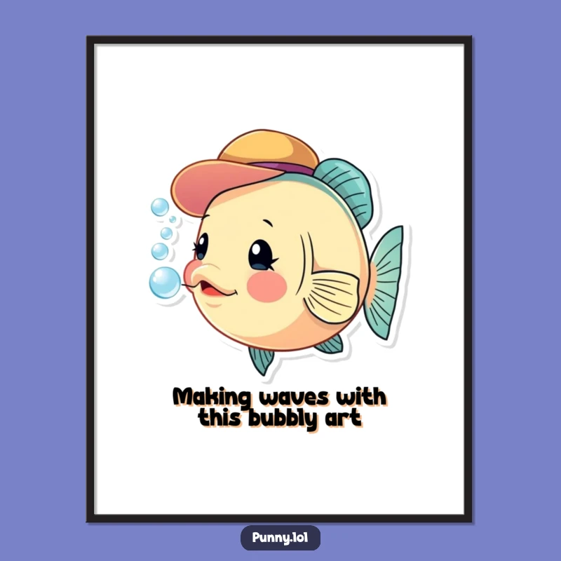 Free Printable Wall Art: Funny Fish With Hat For Quirky Downloadable Decor Gift