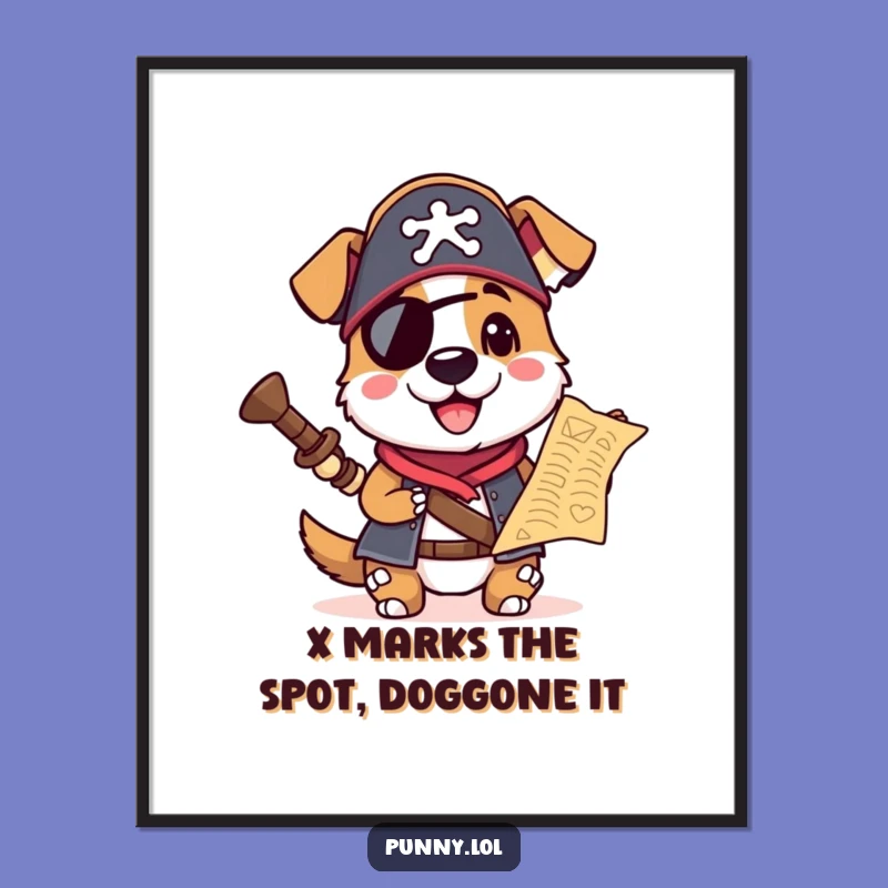 Free Printable Pirate Dog Wall Art: Treasure Map Adventure Downloadable Decor