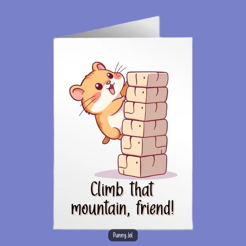 Free Printable Hamster Birthday Card: Tower Climb Challenge Downloadable Gift