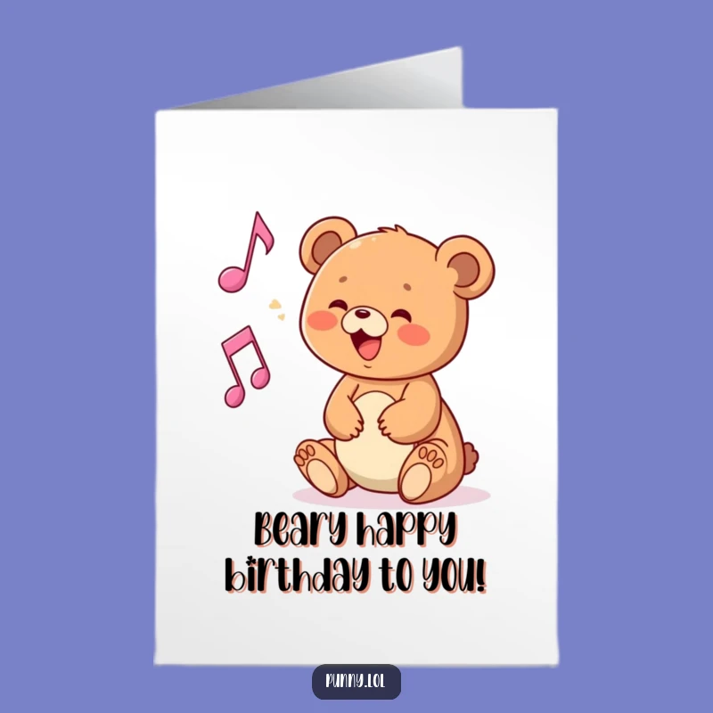 Free Printable Birthday Card: Bear Cub Music Note - Joyful Download!