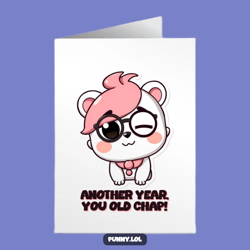 Free Printable Birthday Card: Witty Monocle Character Delivering Birthday Wishes