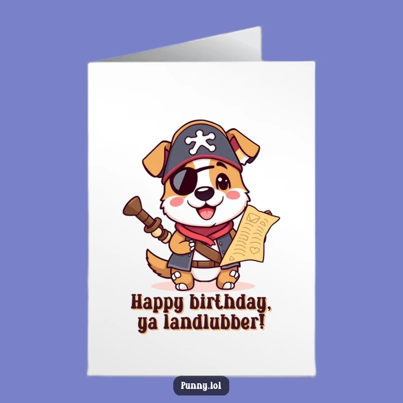 Free Printable Pirate Dog Birthday Card: Treasure Map Adventure Downloadable