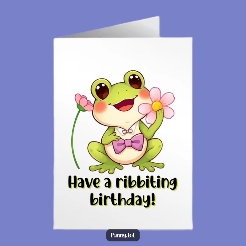 Free Printable Birthday Card: Frog Singing Bowtie - Funny Musical Downloadable Gift