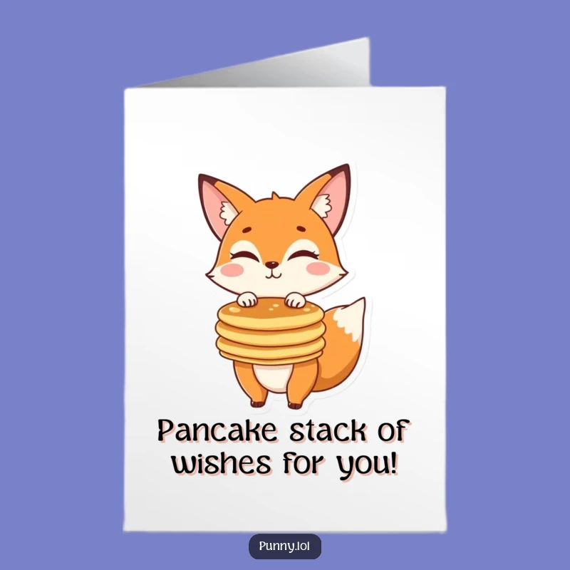 Free Printable Fox Pancakes Birthday Card - Funny Winking Fox Downloadable Greeting