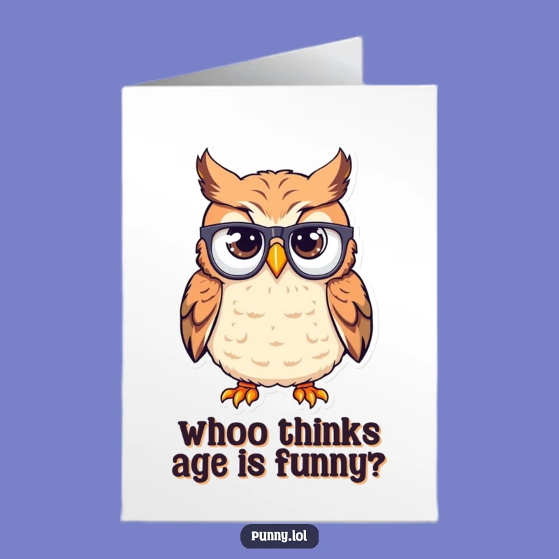 Free Printable Birthday Card: Silly Upside Down Owl, Funny Glasses Gift, Downloadable Laugh