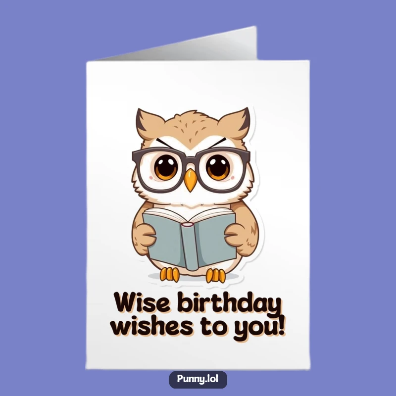 Free Printable Birthday Card: Surprised Owl Scholar, Funny Downloadable Gift for Book Lovers!