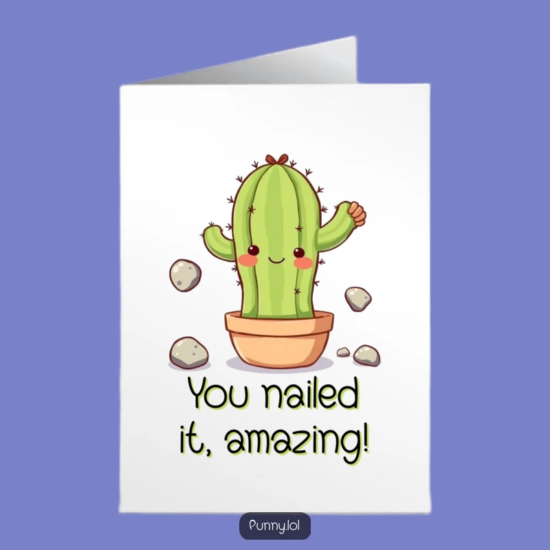 Free Printable Congrats Card: Cactus's Balancing Act, a Funny Downloadable Gift
