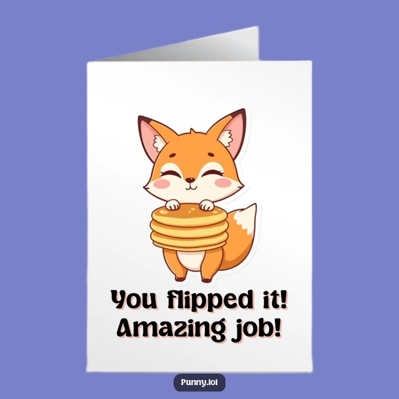 Free Printable Fox Pancakes Congrats Card - Funny Winking Fox Downloadable Greeting