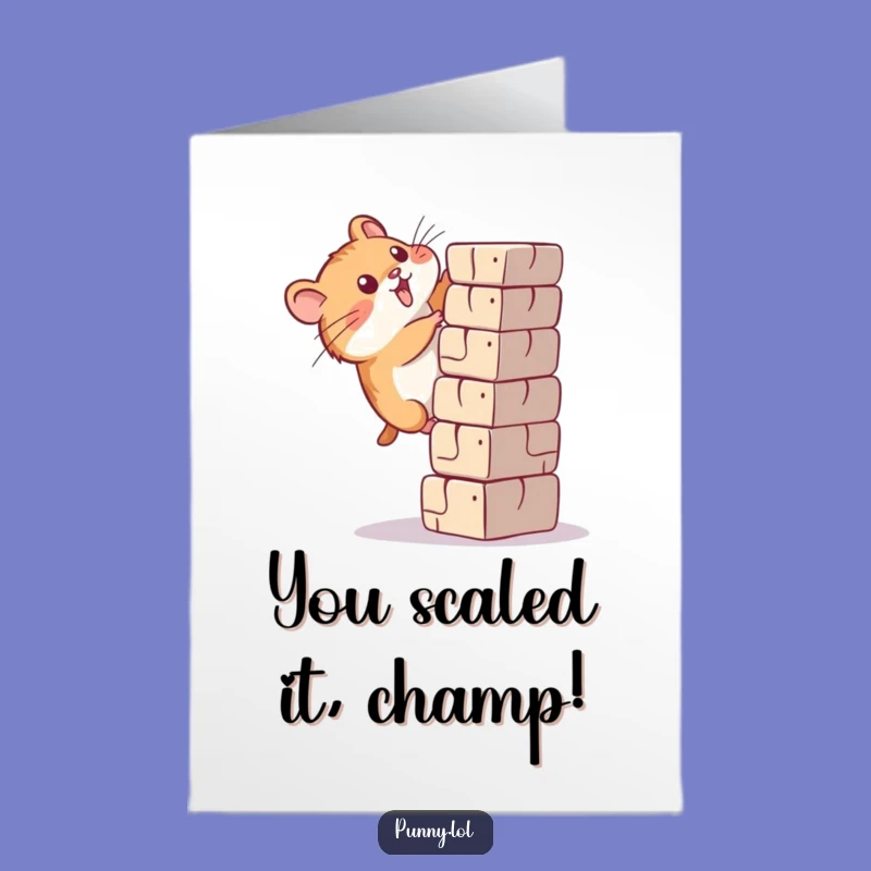 Free Printable Hamster Climbing Congratulations Card: Towering Success Downloadable