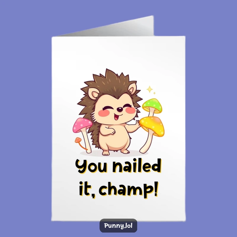 Free Printable Hedgehog Congrats Card: Juggler's Magic, Downloadable Celebration Gift