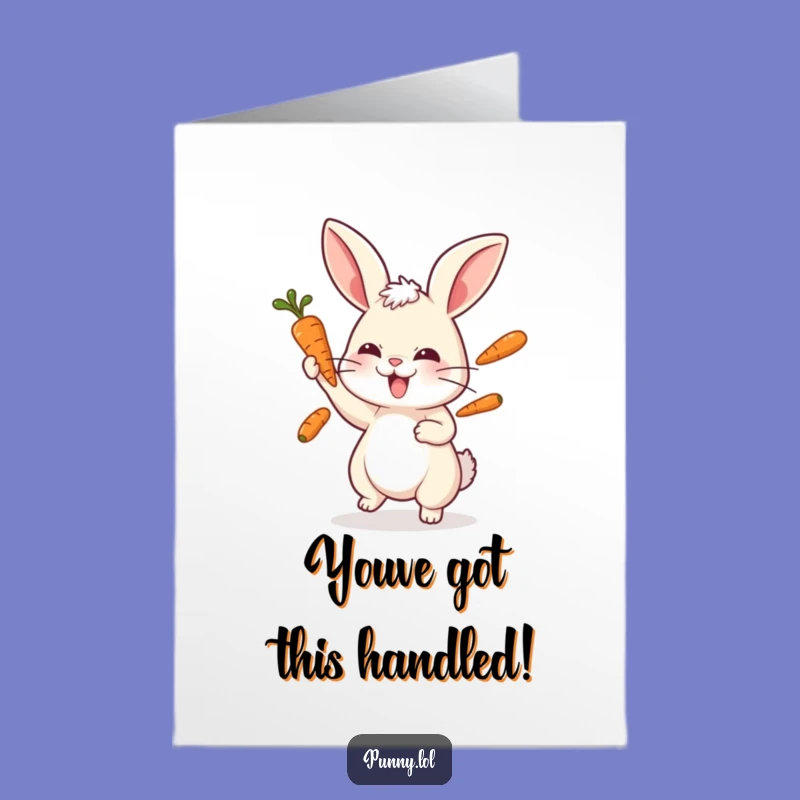 Free Printable Rabbit Juggling Congratulations Card: Carrot Mastery Downloadable