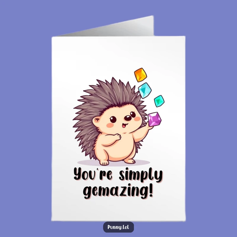 Hedgehog Gem Congrats Card: Free Printable & Funny Downloadable Gift for Shine