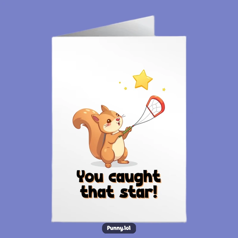 Congrats Free Printable Card: Star Catching Squirrel - Amazing Downloadable Gift