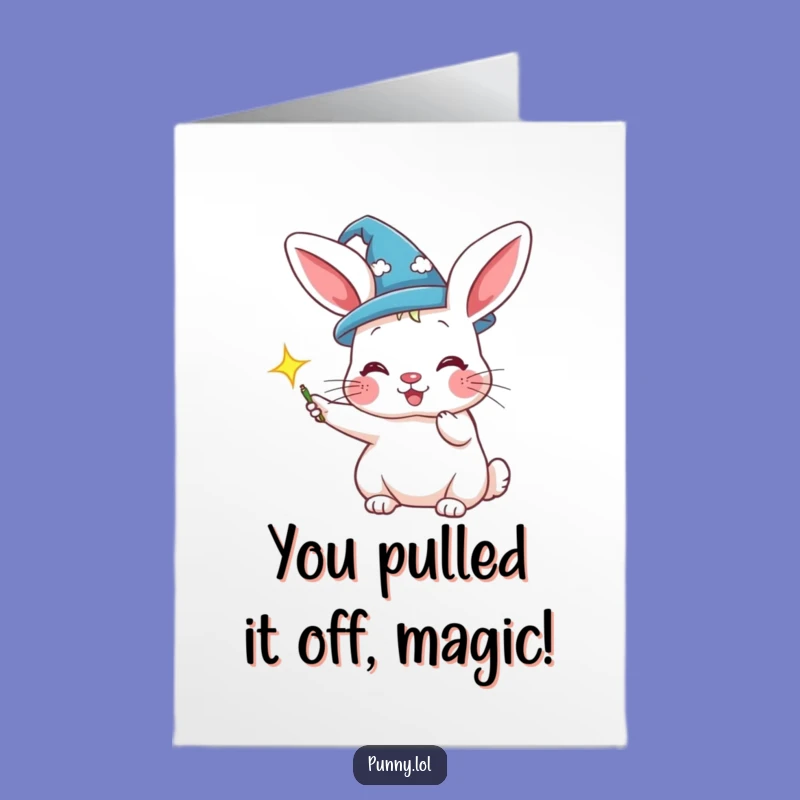 Free Printable Congrats Card: Wizard Rabbit Sparkle - Magical Achievement!