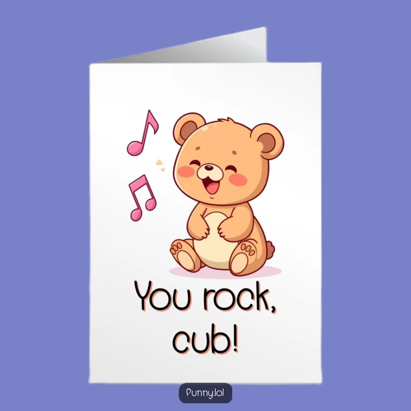 Free Printable Congrats Card: Bear Cub Music Note - Harmonious Success!