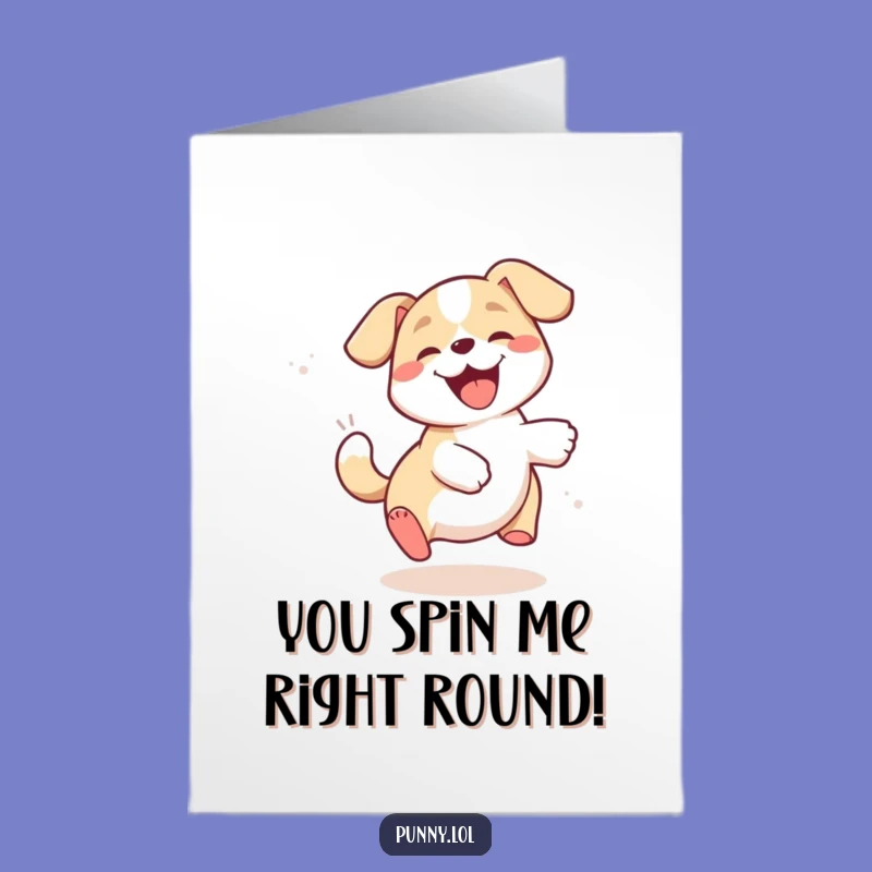 Free Printable Giggle Dog Congratulations Card: Funny Tail Chase Downloadable Gift