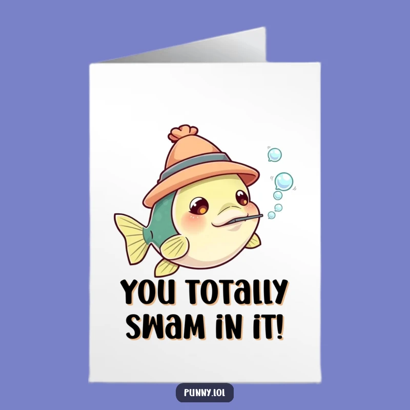 Free Printable Fish Congrats Card: Blow Away Success Downloadable