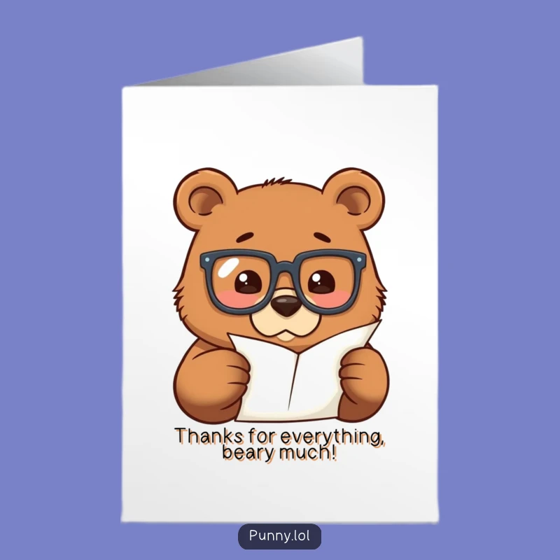 Bear Thank You Card: Free Printable & Funny Downloadable Greeting for Acknowledgment