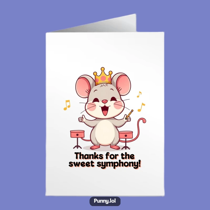 Free Printable Mouse King Thank You Card - Funny Crowned Mouse Downloadable Greeting