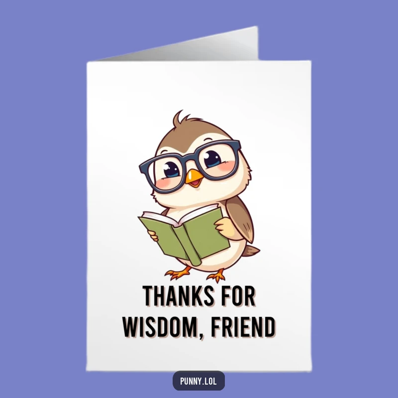 Free Printable Thank You Card: Giggling Chickadee Scholar Funny Downloadable Gift