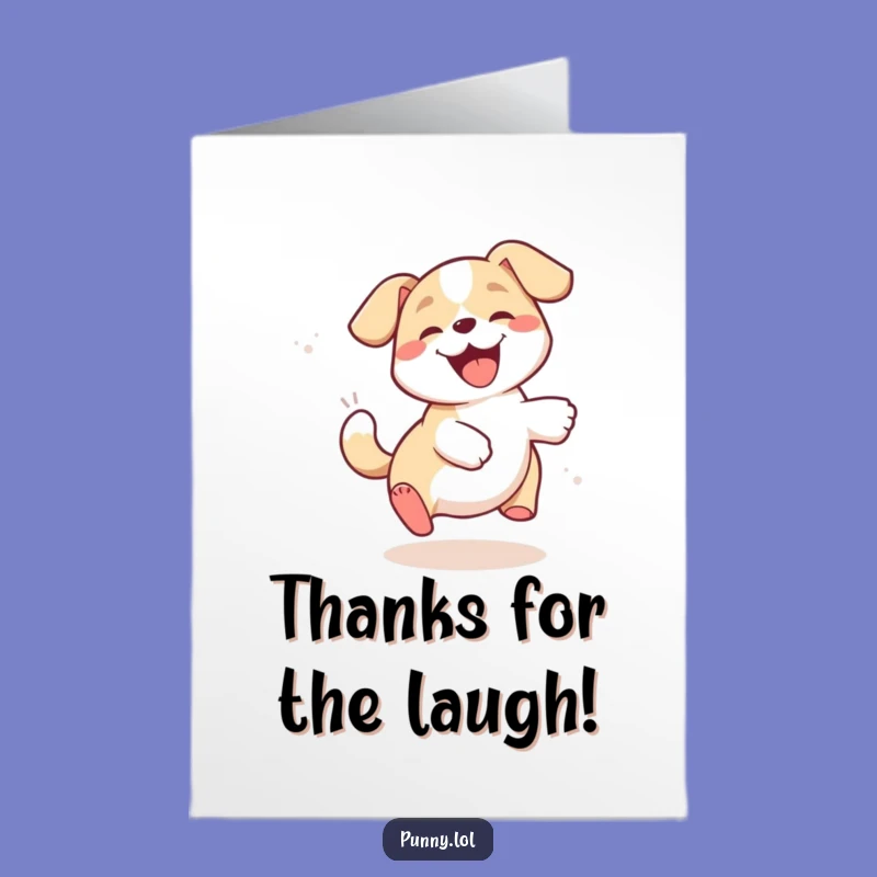 Free Printable Thank You Dog Card: Giggling Pup Tail Chase Downloadable Gratitude