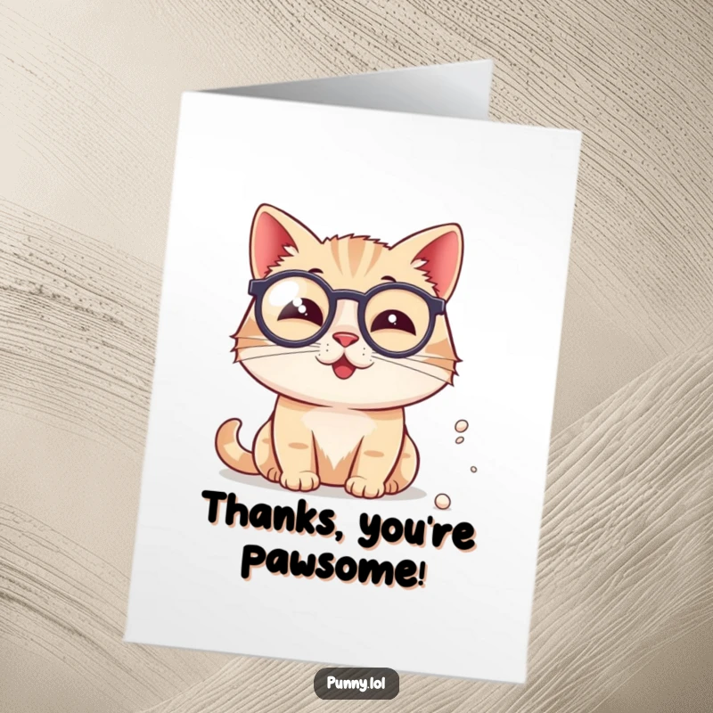 Funny Free Printable Thank You Card: A sophisticated cat with a monocle observing a dust mote, perfect for gratitude.