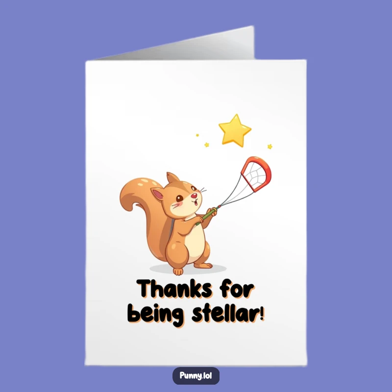 Thank You Free Printable Card: Star Squirrel - Grateful Downloadable Gift