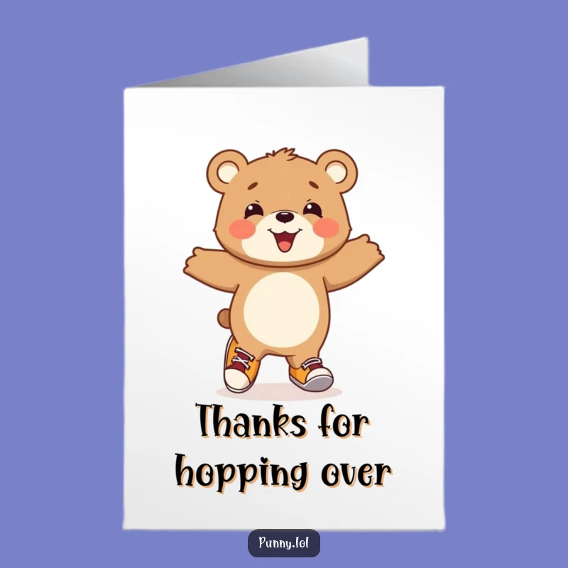 Free Printable Thank You Card: Happy Bear Cub, Mismatched Shoes, Funny DIY