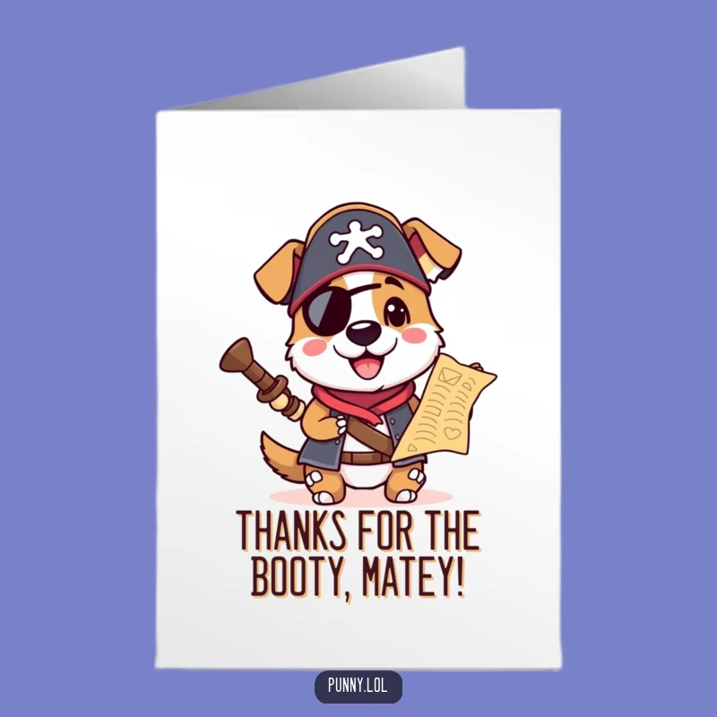 Free Printable Pirate Dog Thank You Card: Treasure Map Gratitude Downloadable