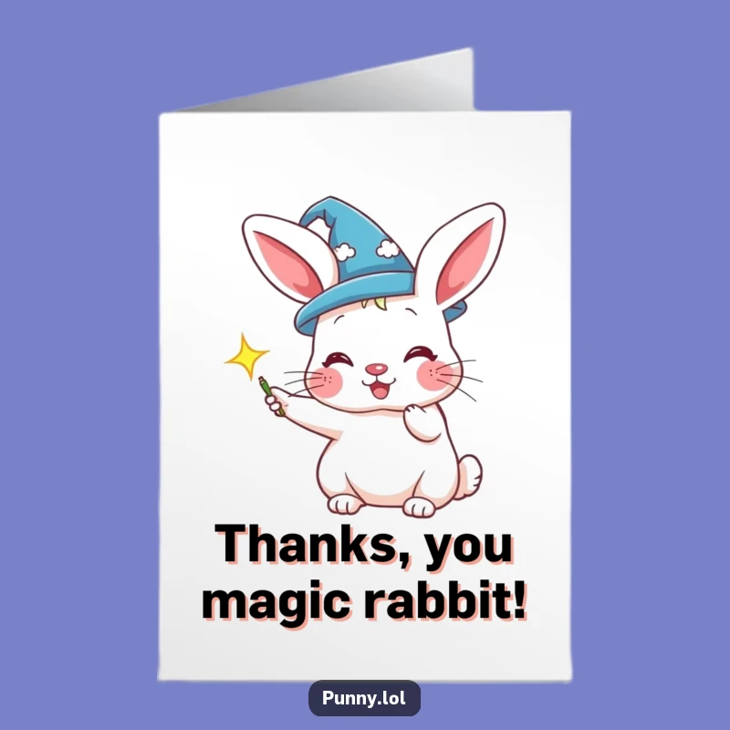 Free Printable Thank You Card: Wizard Rabbit Sparkle - Grateful Magic!