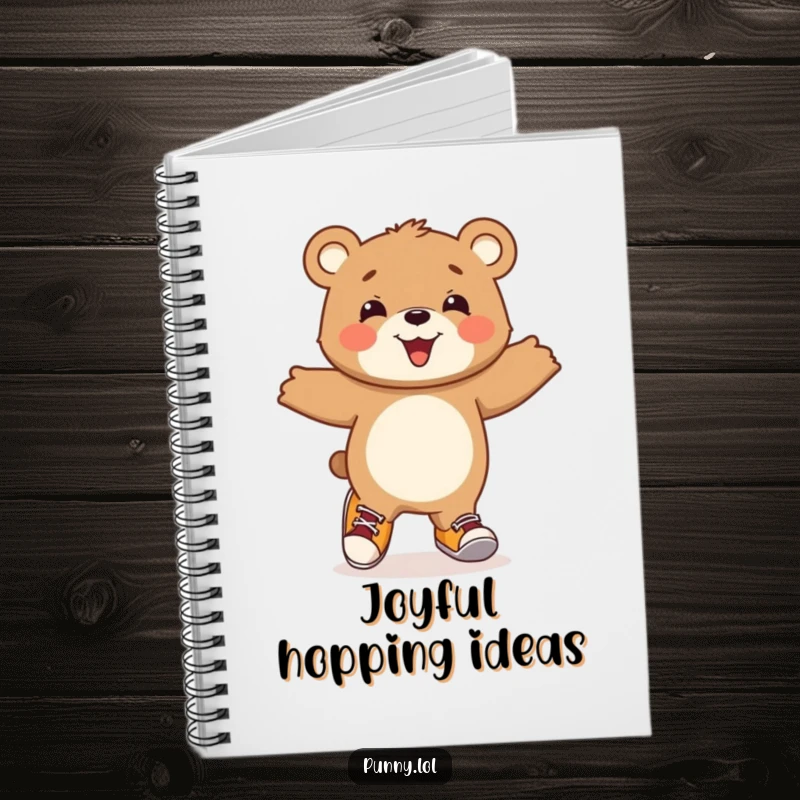 Funny Bear Cub Notebook: A beaming bear cub hops joyfully, wearing mismatched shoes, perfect for jotting down happy thoughts.
