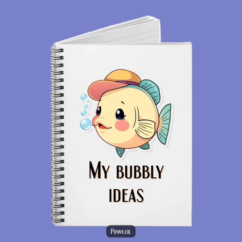 Funny Fish Hat Notebook: Jot Down Ideas with a Curious Bubbling Friend Gift