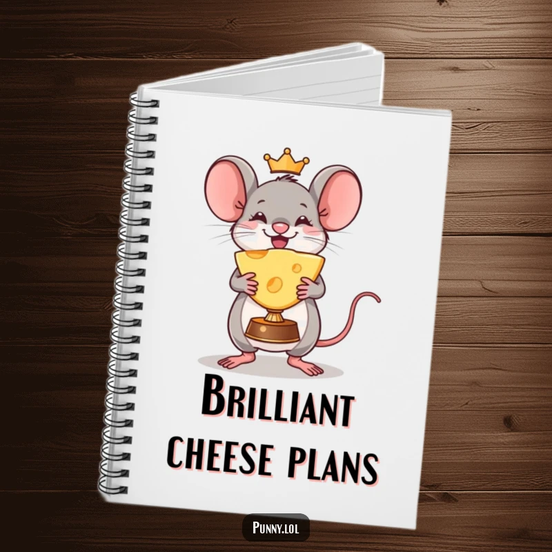 Funny Mouse Notebook: A triumphant mouse holds a giant cheese wedge trophy, perfect for jotting down funny thoughts and victorious ideas.