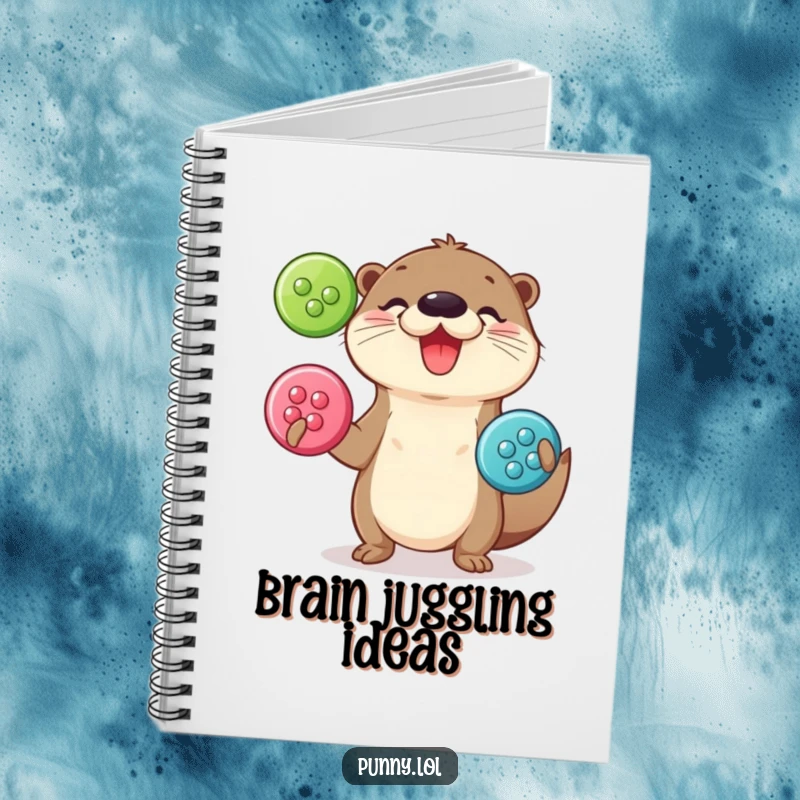 Funny Notebook: A journal featuring a playful otter juggling shiny, oversized buttons.