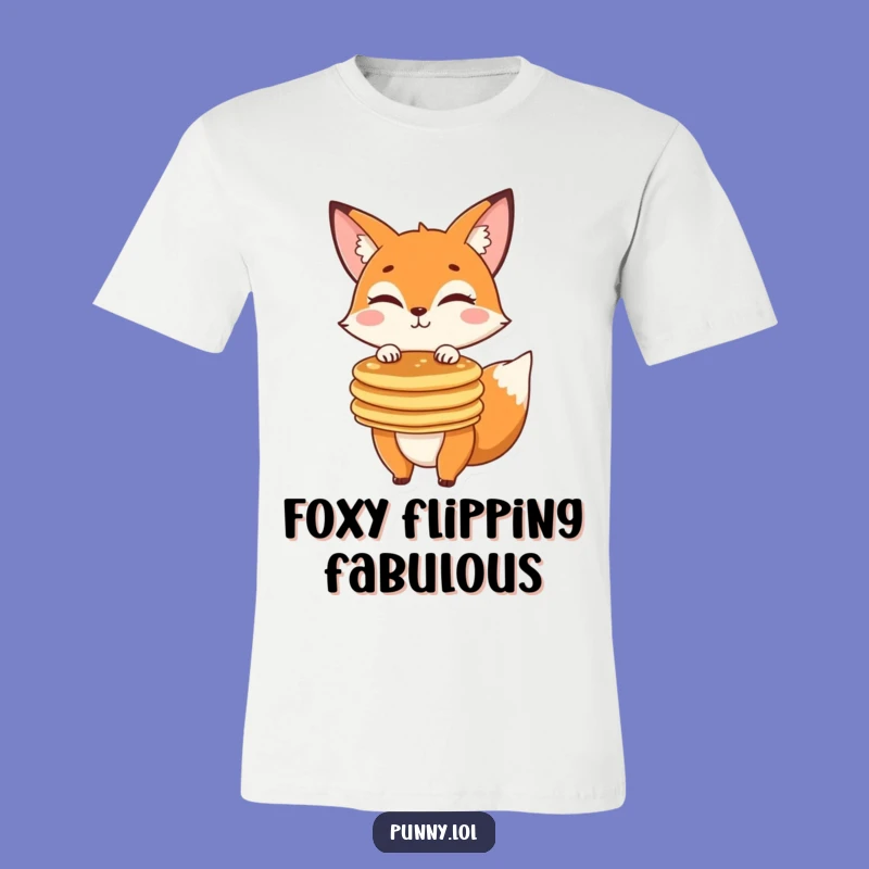 Funny Winking Fox Pancake Stack T-Shirt: Comical Graphic Tee Gift
