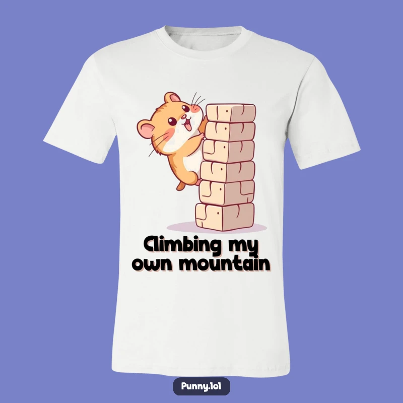 Funny Determined Hamster Climbing T-Shirt - Comical Rodent Motivation Apparel