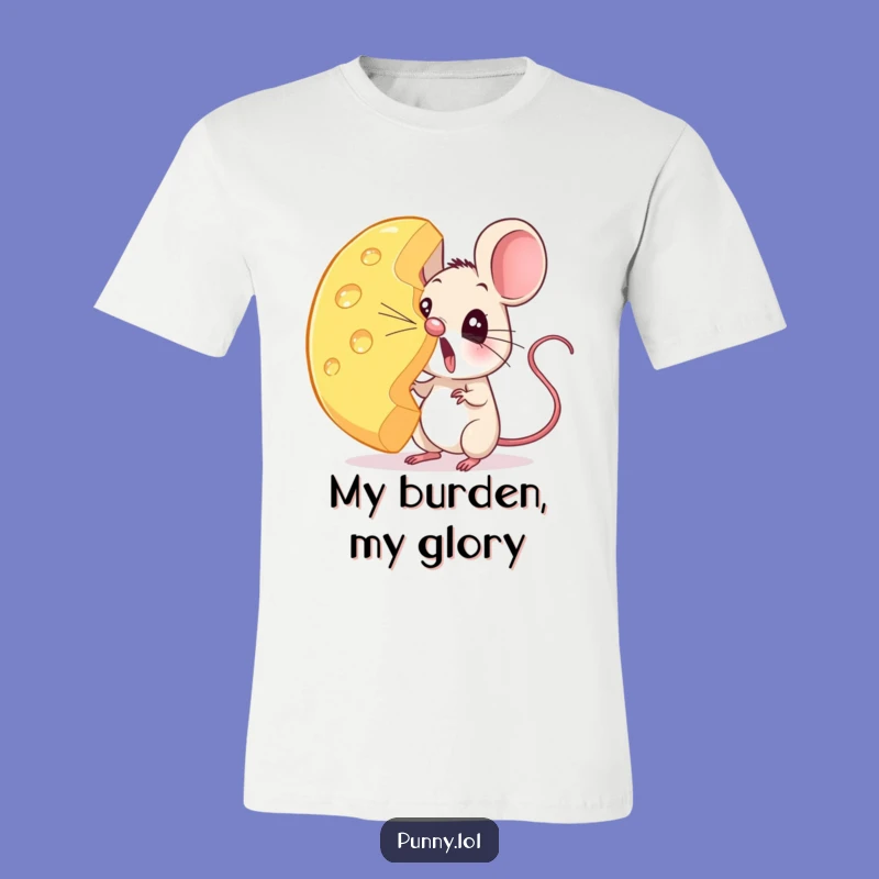 Funny Surprised Mouse Cheese T-Shirt - Comical Tiny Rodent Apparel