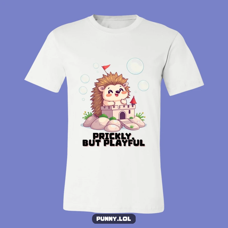 Funny Hedgehog Bubble Tee: Happy Animal Building Castle Shirt for Playful Souls