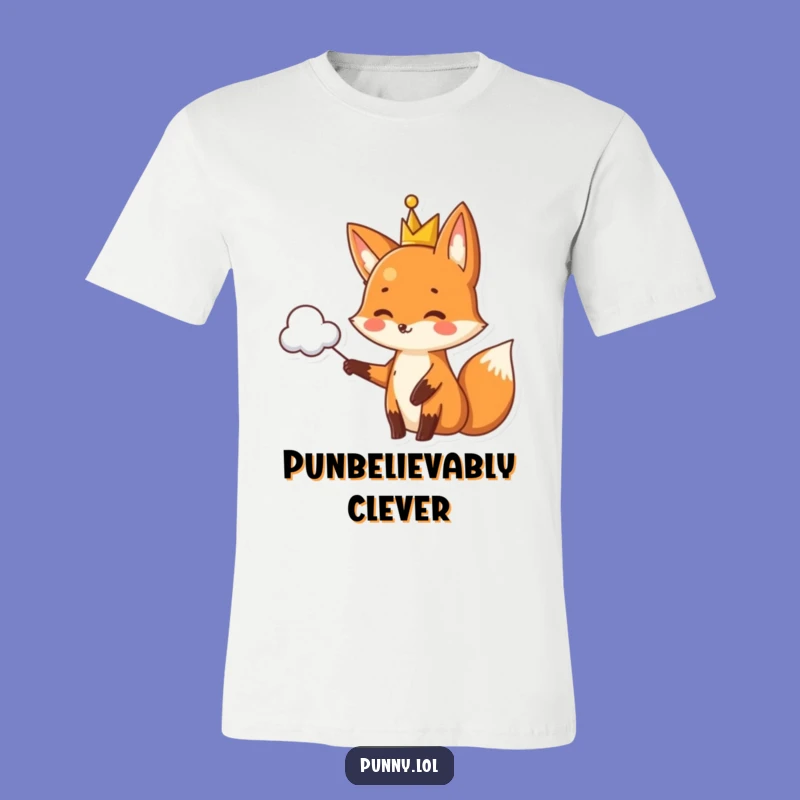 Funny Fox Crown T-Shirt - Royal Pun Cloud Tee for Witty Wordplay Fans