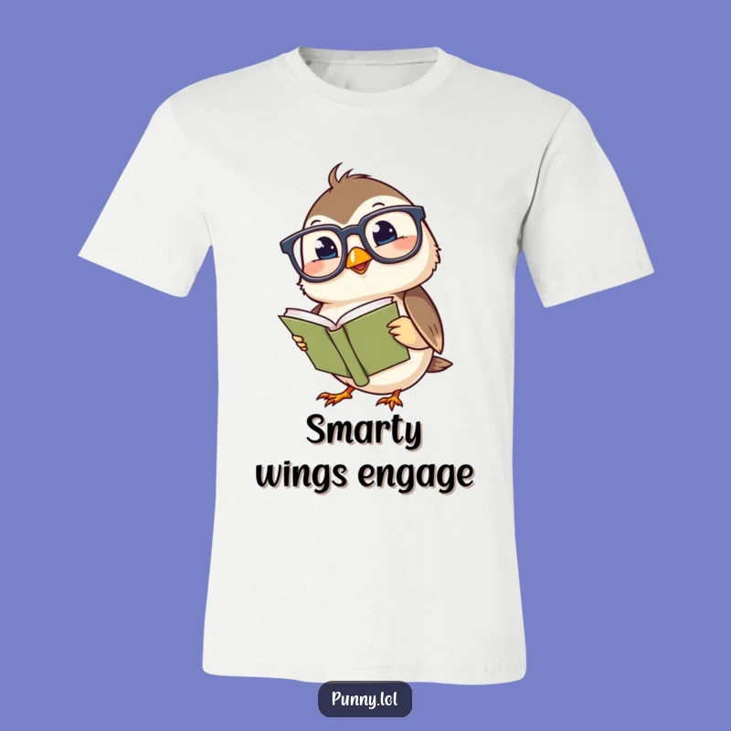 Funny Chickadee Spectacle T-Shirt: Hilarious Giggling Bird Reading Tee for Bookworms