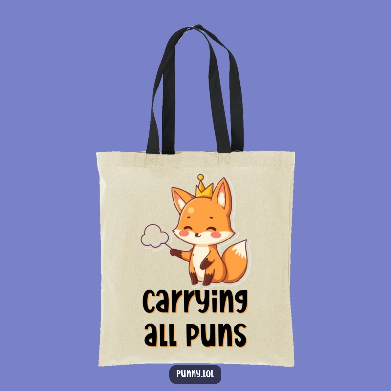 Funny Fox Pun Cloud Tote Bag - Royal Witty Wordplay Carry-All Gift