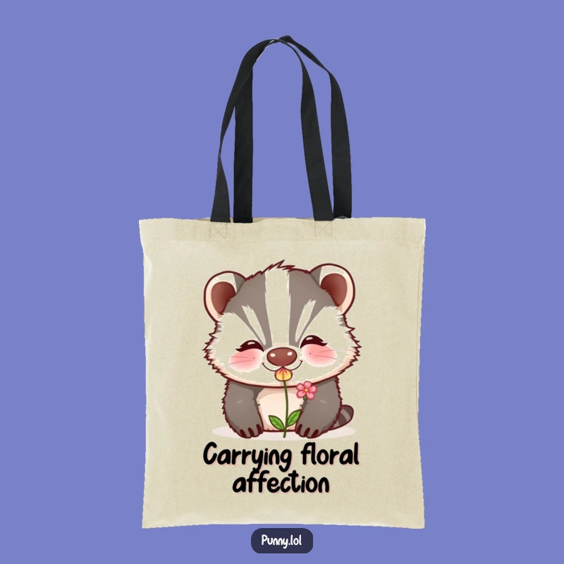 Funny Badger Kiss Tote Bag: Grinning Flower Kisser's Whimsical Carry-All